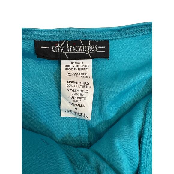 Y2K City Triangles Dress Turquoise Blue Halter Maxi Beaded Sequin Empire Waist S - Picture 6 of 7